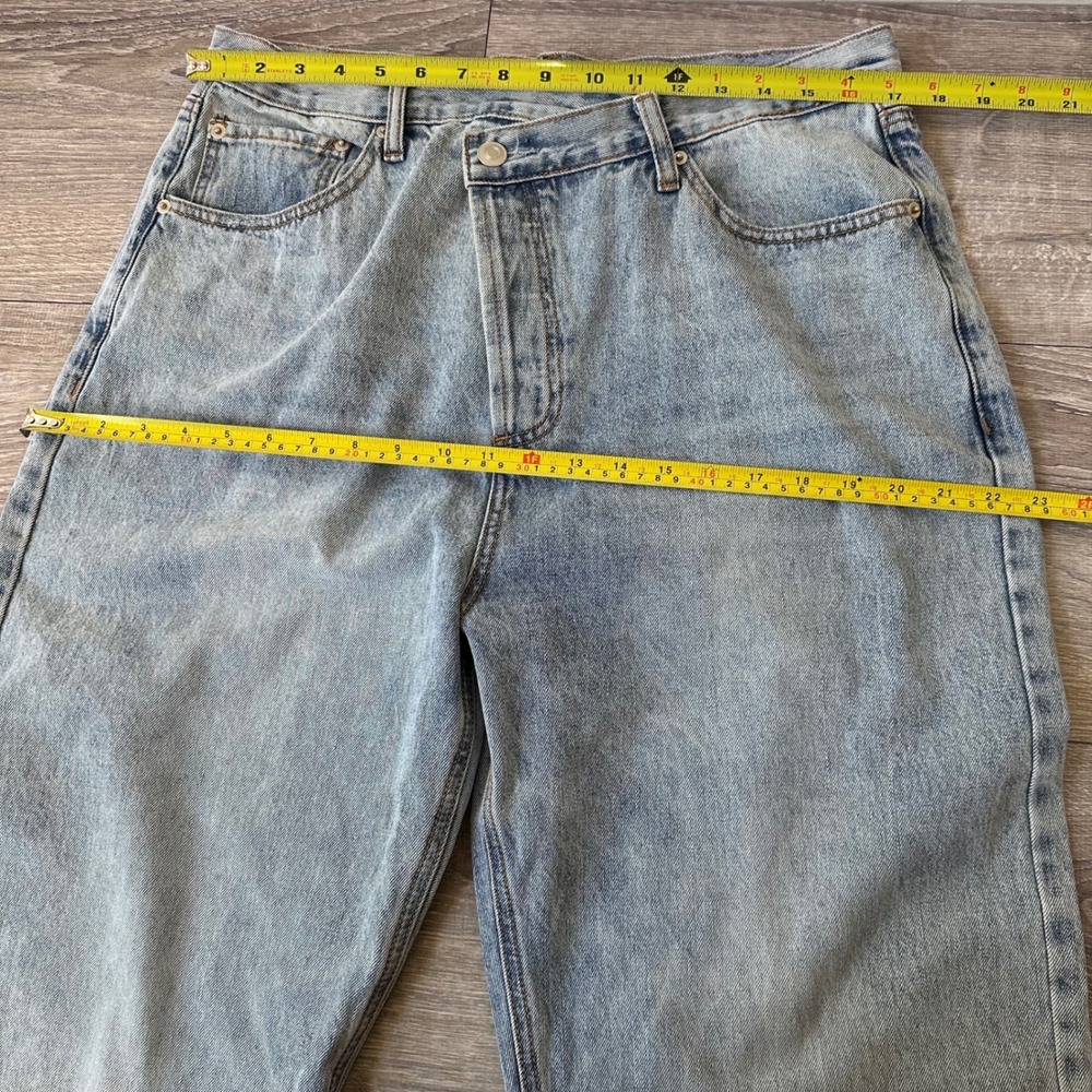 Asymmetric Criss Cross Edgy Streetwear Skater Baggy Jeans Womens 14 Blue - Picture 6 of 7